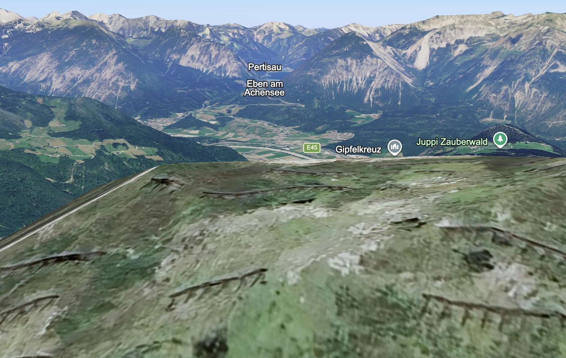 Google Earthの3D Viewで確認した山並み