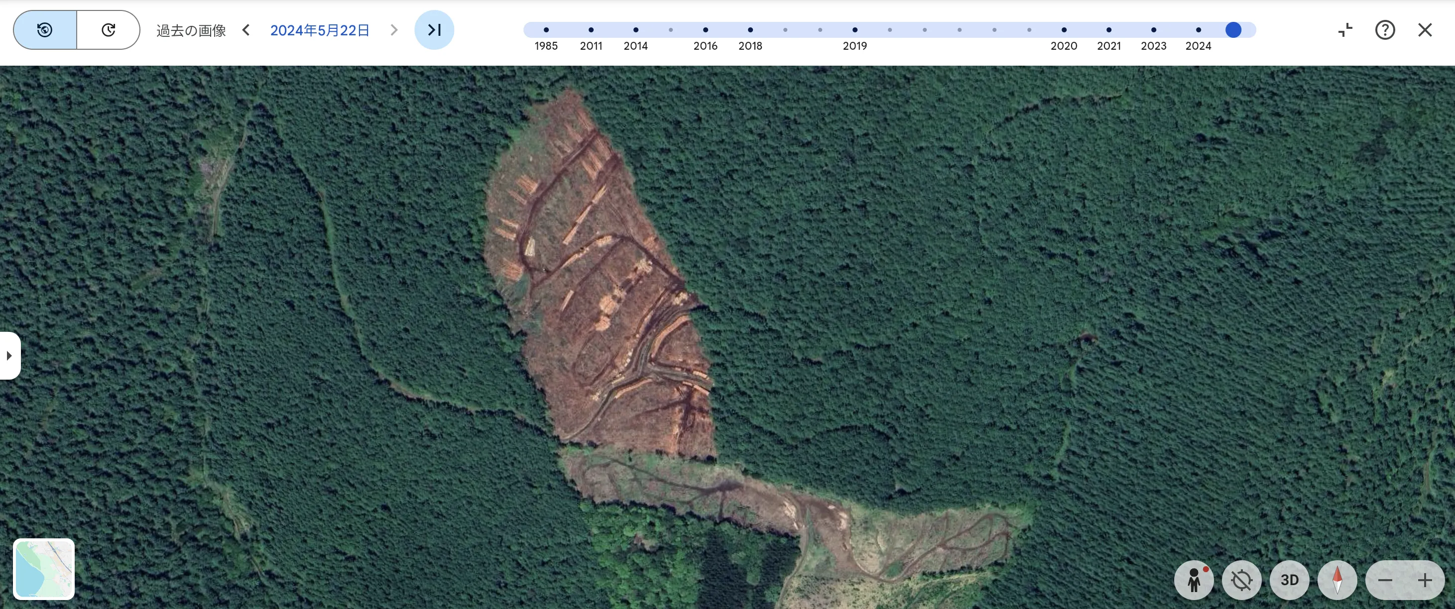 置戸町の衛星画像