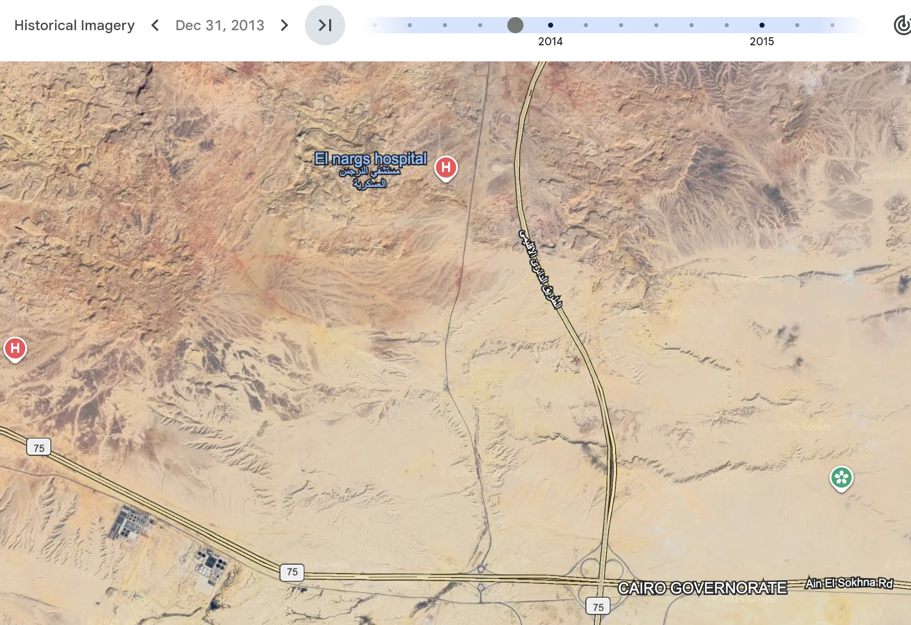 Google EarthのHistorical Imageryで2013年を表示したThe Octagon建設前の周辺