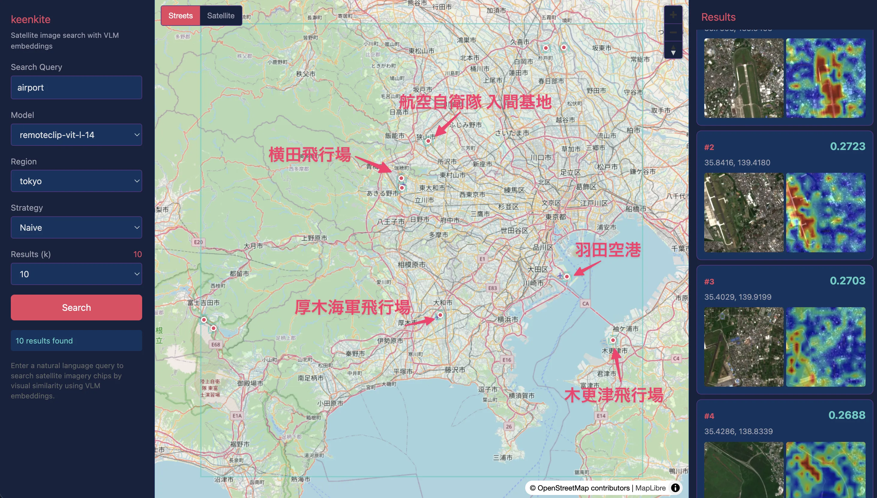 airportの検索結果（地図表示）